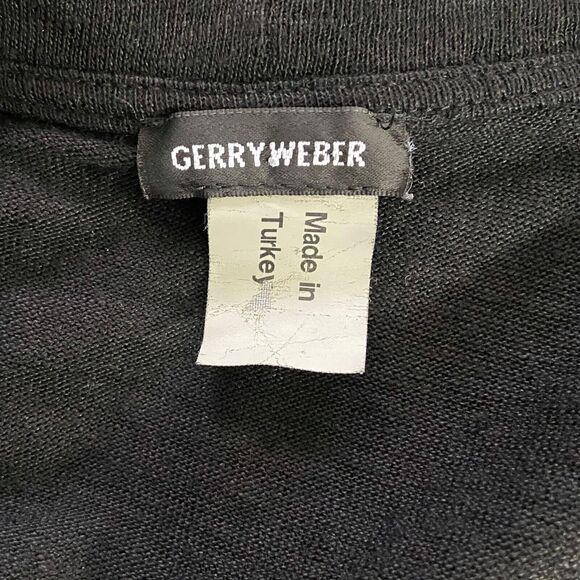 Gerry Weber Black Linen Top US 12 Studded Draped Cowl Neck Short Sleeves - Picture 6 of 8